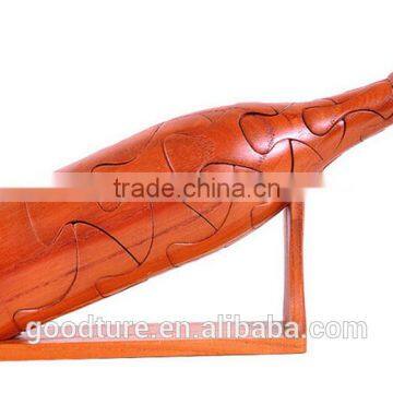 Wine Bottle Wooden 3D Puzzle Brain Teaser Jigsaw Puzzle Game
