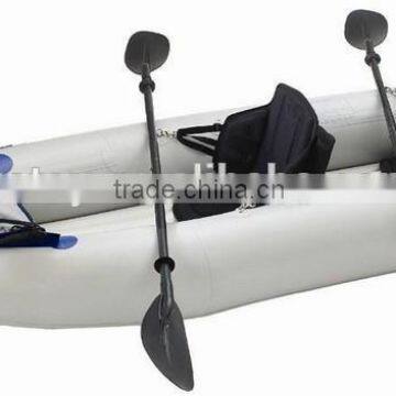 2 men inflatable kayak canoe paddle