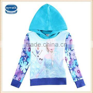 2-6y Turquoise (F5701) Nova factory kids frozen elsa hoodies wholesale baby winter coats wear