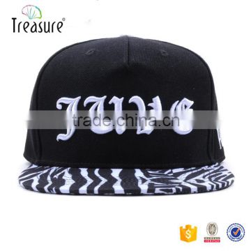 high quality custom cool 5 panel black flat brim cap and hat