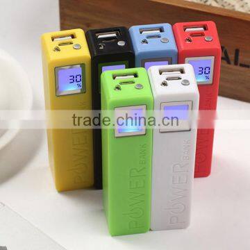 High quality promotion LED display colorful 2600mah mobile power bank