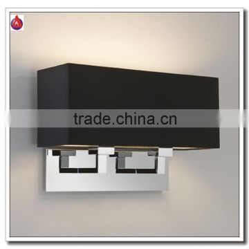 double black TC fabric shade lamp wall with metal chrome base