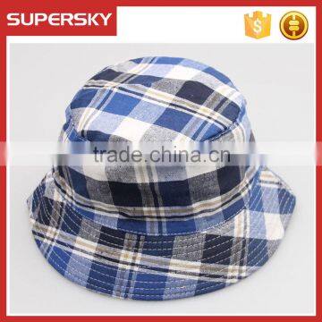 A-1540 handmade plaid sun bucket cap travel fishing bucket cap outdoor fisherman bucket hat