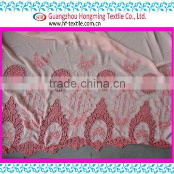 Korean Style 100% Cotton Water soluble Embroidery Flower Red Color Fabric Embroidery for women clothes white mesh ground Textile