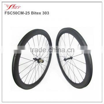 50mm carbon wheels clincher (FSC50CM-25), aero U shape road wheels full toray 700 carbon fiber wheels