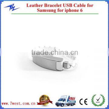 Custom Logo Leather Bracelet USB Charger for Samsung,Bracelet USB Cable for iphone 6