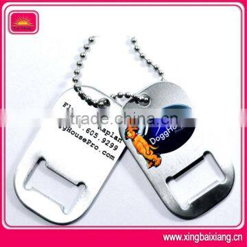 Decorative dog tag bottle opener necklace