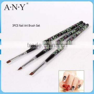 ANY Metal Handle 3 Brush Nail Popular Flower Design                        
                                                Quality Choice