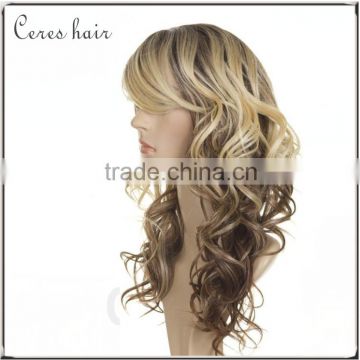 curly wavy wig blonde high temperature synthetic fiber lace front blonde wig