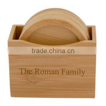 2016 New Products Handmade Custom Cheap 5 Piece Heavy Duty Round Bamboo Coaster Set photo-4