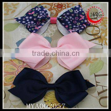 fashion charming printing colorful flower and plain grosgrain satin hair clip (approved by BV)