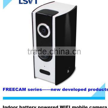 Indoor battery powered WIFI mobile camera with build in battery which last over 180days, with 5m PIR range, with 32G SD card