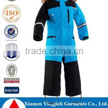 High Quality Custom Kids One Piece Snow Suits Fur Hooded For Winters 2016