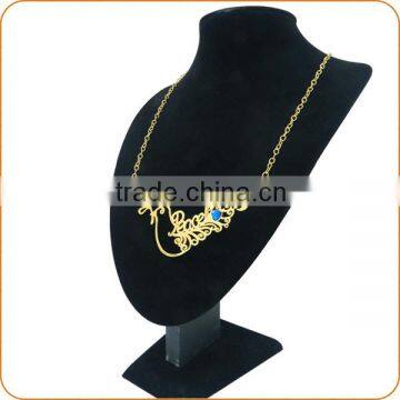 Fashion charm gold stainless steel necklace with beautiful leaf pendant