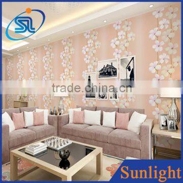 french romantic 3D floral embossed wallpaper pvc wallpaper paper flower wall