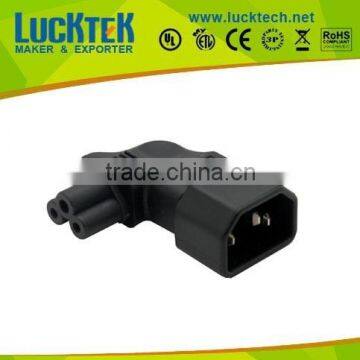 IEC 320 C14 male to C5 micky vertical left angle Power plug adapter