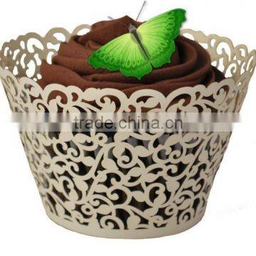 Wedding party out carve paper cake cup/lasercut cakecup wrapper