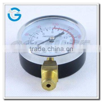 High Quality 2.5 Inch Black Steel Gas Pressure Gauge With Bottom Connection