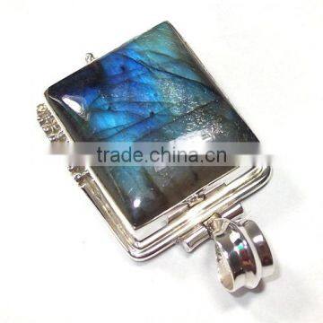 Blue fire labradorite pendant gemstone antique sterling silver 925 jewelry Ebay jewellery