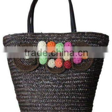 Simple Color For Ladies Knitting Straw Handbag