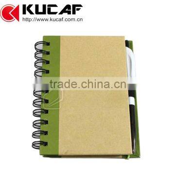 spiral bound kraft paper notebook with pen