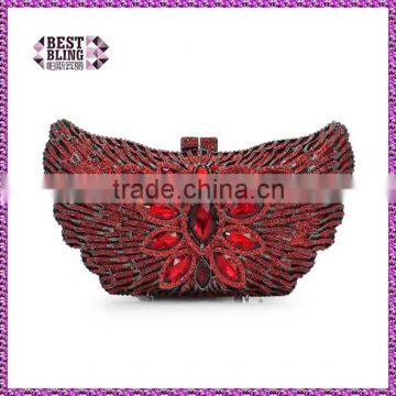 red wing shape purse clutch hard shell evening clutch indian wedding purse (88134A-R)