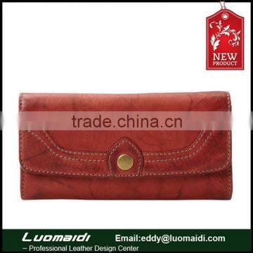 handmade high quality genuine cowhide leather purse for ladies, women long wallet