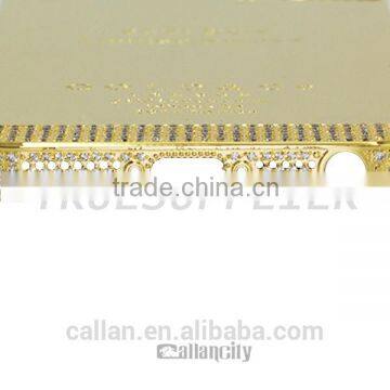 china supplier gold rear back case with diamond for iphone 5s back hosuing