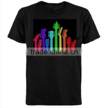 manufacture music T-shirt /Sound active el t-shirt/ guitar t-shirts