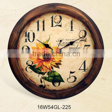 16 inch non ticking floral old style clock(16W54GL-225)