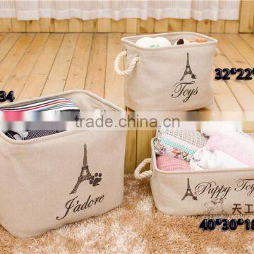 Family set Burlap jute materials in stock storage box