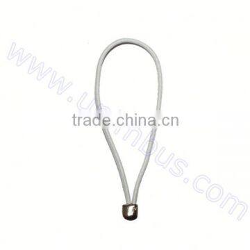 white elastic with ball for hang tag