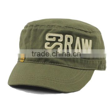 Whole sale flat top military cap with badges