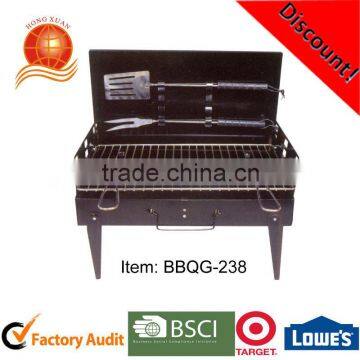 Hotsale Product BBQG-238 Black Power Charcoal Grills with Spatula and Fork Easy Carrying Portable Grill