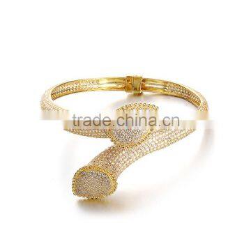 Pave CZ Stone 18k Gold Bangle Saudi Arabia Jewelry Sbg501Y photo-2