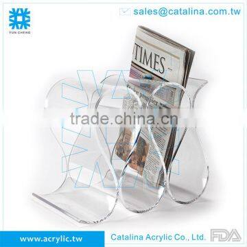 Home Decoration Clear Acrylic Wine Bottle Display Stand Newspaper Holder