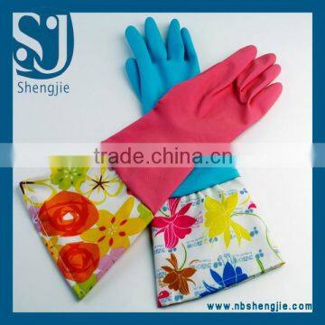 Trade assurance Natural latex kitchen gloves/warm cotton inside household latex gloves