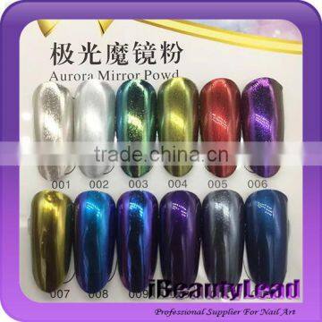 Hotsales nail aurora mirror powder nail magic powder nail aurora powder 12colors Aurora Chrome Powder