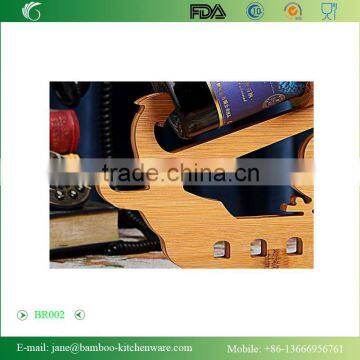 Bamboo Wine Rack Wine Holder Single Bottle Holder Pirate Ship photo-3