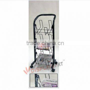Modern wire three tier newspaper display rack