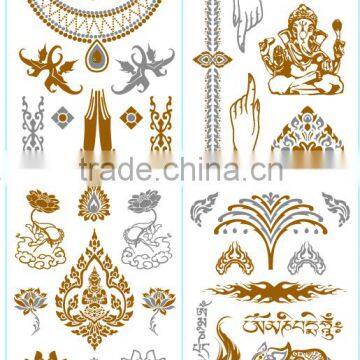 Elephants Gold Temporary Jewelry Tattoos Skin Adhesive Sticker Paper photo-2