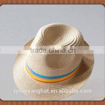 2016 new style fashionable sewed ribbon paper straw homburg hat