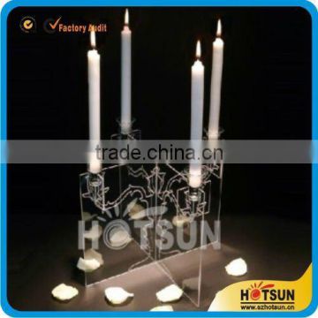 hot!Clear acrylic candle holder whit carved patterns