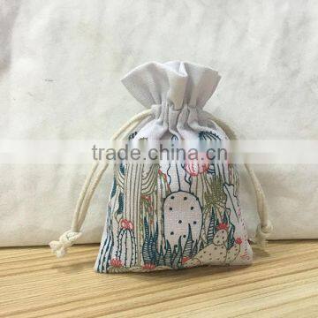 Custom Logo Indian Jewelry Small Drawstring Organic Gift Muslin Cotton Pouch