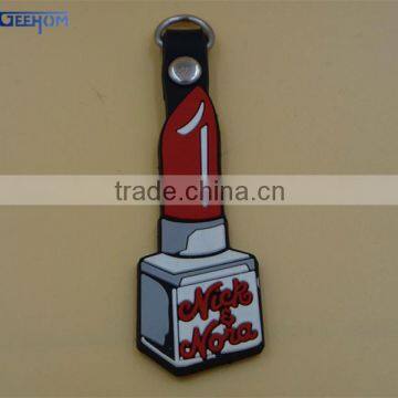Cute 3d Lipstick Shape Pvc Keychain for Promotion