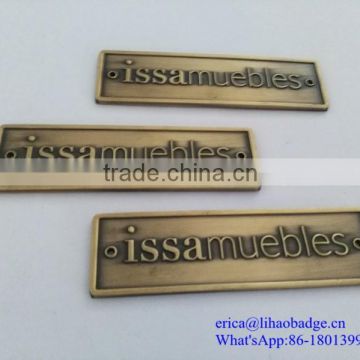 Engraved Furniture Metal Badge Labels, Customized Metal Logo