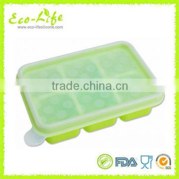 BPA free 6 Cavity Baby Food Storage Container, Silicone Ice Cube Tray With Lid, Baby Food Freezer