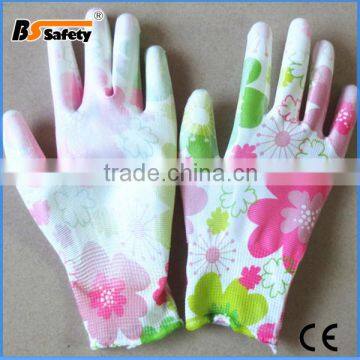 BSSAFETY nylon polyester PU coated garden gloves