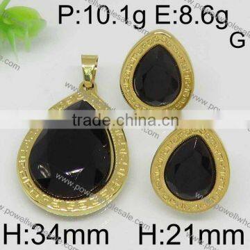 Fashion Hot Selling 14k Gold Jewelry Wholesale With Black and Green Stone
