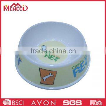 Non-slip round shape bone print plastic melamine travel dog bowl